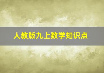 人教版九上数学知识点