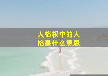 人格权中的人格是什么意思