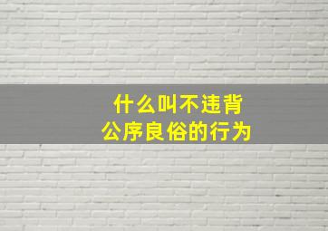 什么叫不违背公序良俗的行为