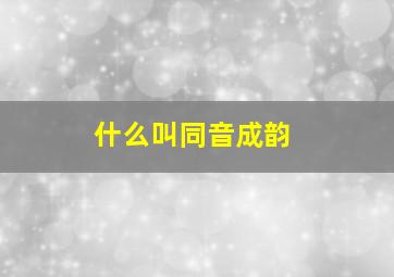 什么叫同音成韵