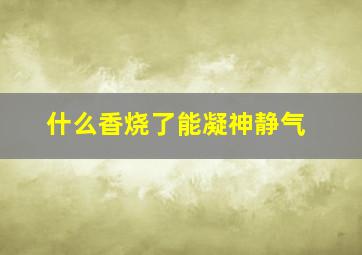 什么香烧了能凝神静气