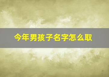 今年男孩子名字怎么取