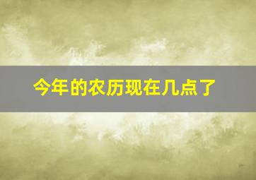 今年的农历现在几点了