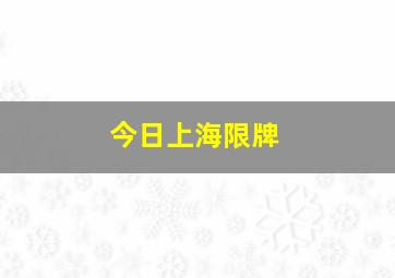 今日上海限牌