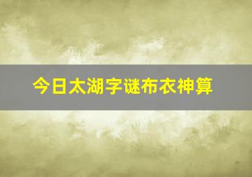 今日太湖字谜布衣神算