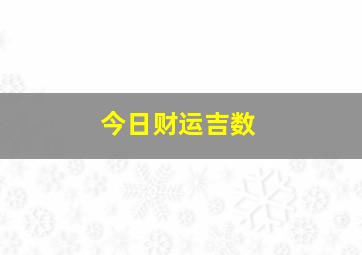 今日财运吉数