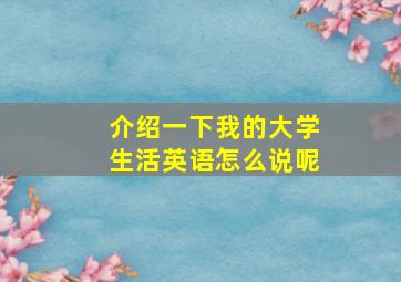 介绍一下我的大学生活英语怎么说呢