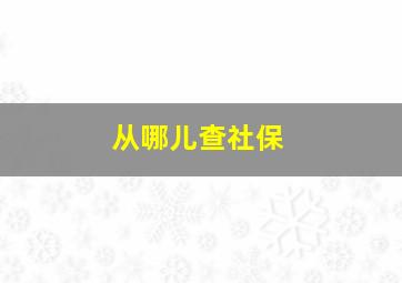 从哪儿查社保