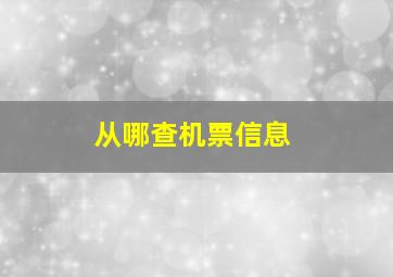 从哪查机票信息