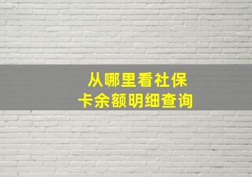 从哪里看社保卡余额明细查询