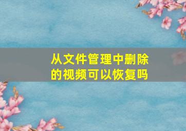 从文件管理中删除的视频可以恢复吗