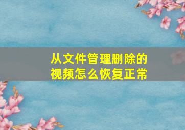 从文件管理删除的视频怎么恢复正常