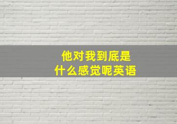 他对我到底是什么感觉呢英语