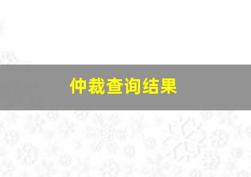 仲裁查询结果