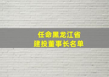 任命黑龙江省建投董事长名单