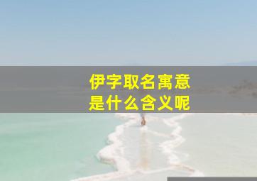 伊字取名寓意是什么含义呢