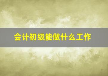 会计初级能做什么工作