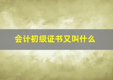 会计初级证书又叫什么