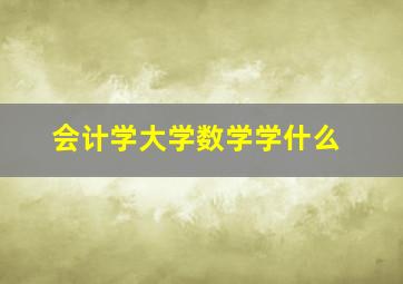 会计学大学数学学什么