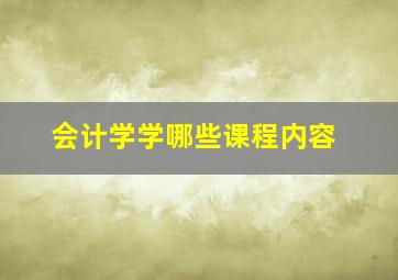 会计学学哪些课程内容