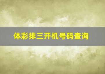 体彩排三开机号码查询