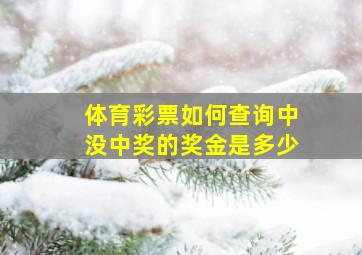 体育彩票如何查询中没中奖的奖金是多少