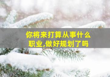 你将来打算从事什么职业,做好规划了吗