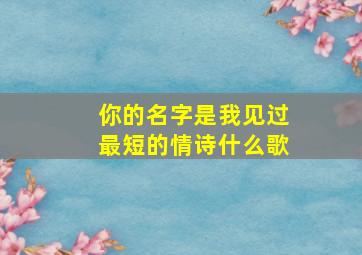 你的名字是我见过最短的情诗什么歌