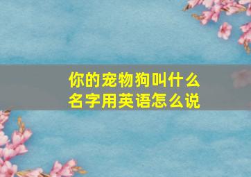 你的宠物狗叫什么名字用英语怎么说