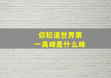 你知道世界第一高峰是什么峰