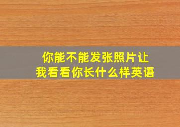 你能不能发张照片让我看看你长什么样英语