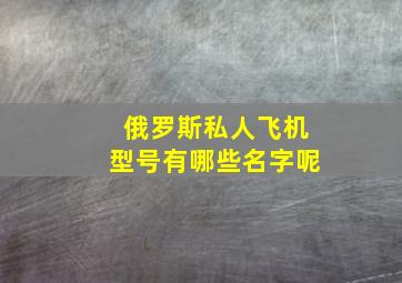 俄罗斯私人飞机型号有哪些名字呢