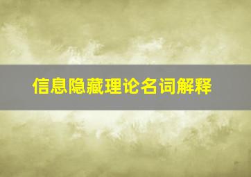 信息隐藏理论名词解释