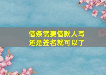 借条需要借款人写还是签名就可以了