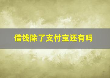 借钱除了支付宝还有吗