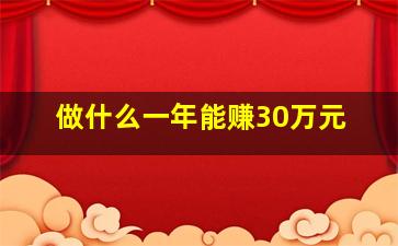 做什么一年能赚30万元