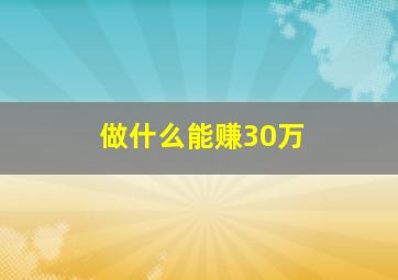 做什么能赚30万