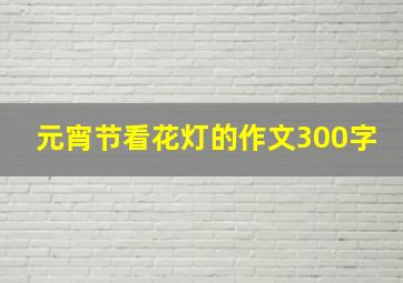 元宵节看花灯的作文300字