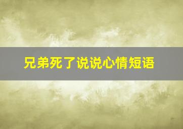 兄弟死了说说心情短语