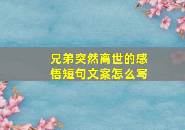 兄弟突然离世的感悟短句文案怎么写