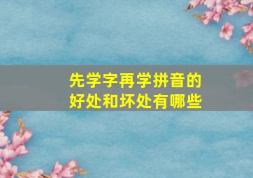 先学字再学拼音的好处和坏处有哪些