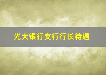 光大银行支行行长待遇