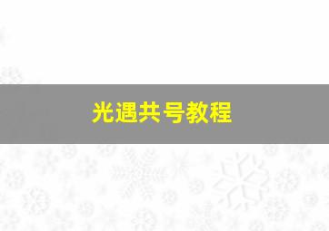 光遇共号教程