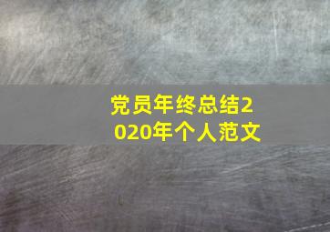 党员年终总结2020年个人范文