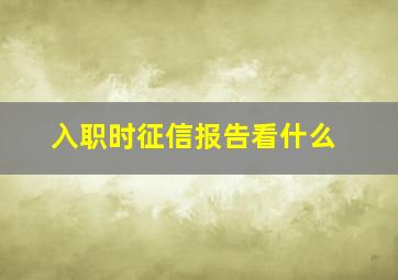 入职时征信报告看什么