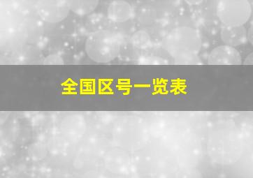 全国区号一览表