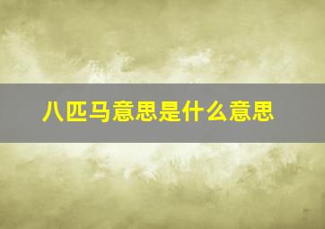 八匹马意思是什么意思