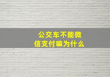 公交车不能微信支付嘛为什么