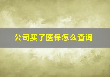 公司买了医保怎么查询