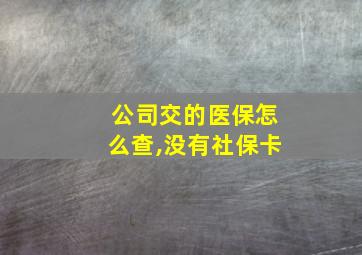 公司交的医保怎么查,没有社保卡